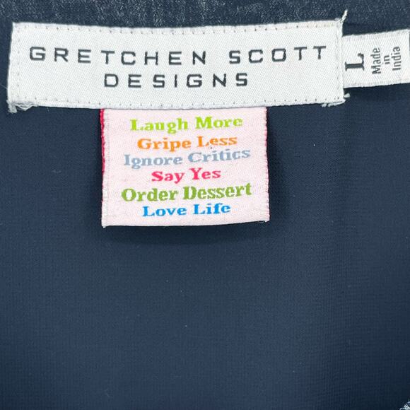 Gretchen Scott Embroiered Beaded Boho Tunic Top Womens Size Large Blue - Picture 5 of 6